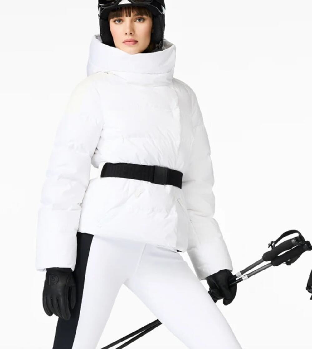 Goldbergh Bufera Quilted Ski Jacket White Hooded Down Puffer Coat Size 8 NWT